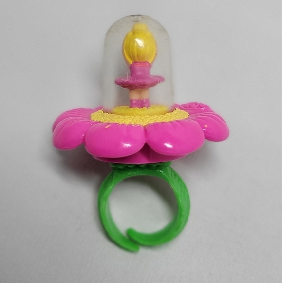 Polly Pocket Adjustable Ring Pink Spinning Flower 1994 Bluebird Toys 90s reto mc - Picture 2 of 3